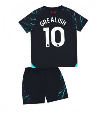 Manchester City Jack Grealish #10 Kolmas Pelipaita Lasten 2023-24 Lyhyet Hihat (+ Lyhyet housut)